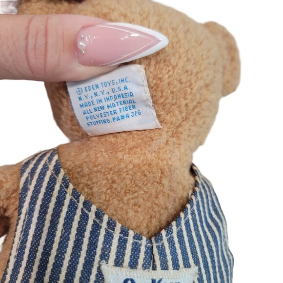 Vintage Oshkosh B'Gosh brown teddy bear W/ overalls stuffed animal plus to 11" - Picture 2 of 6